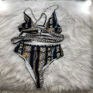 Shein | chain print halter bikini swimsuit